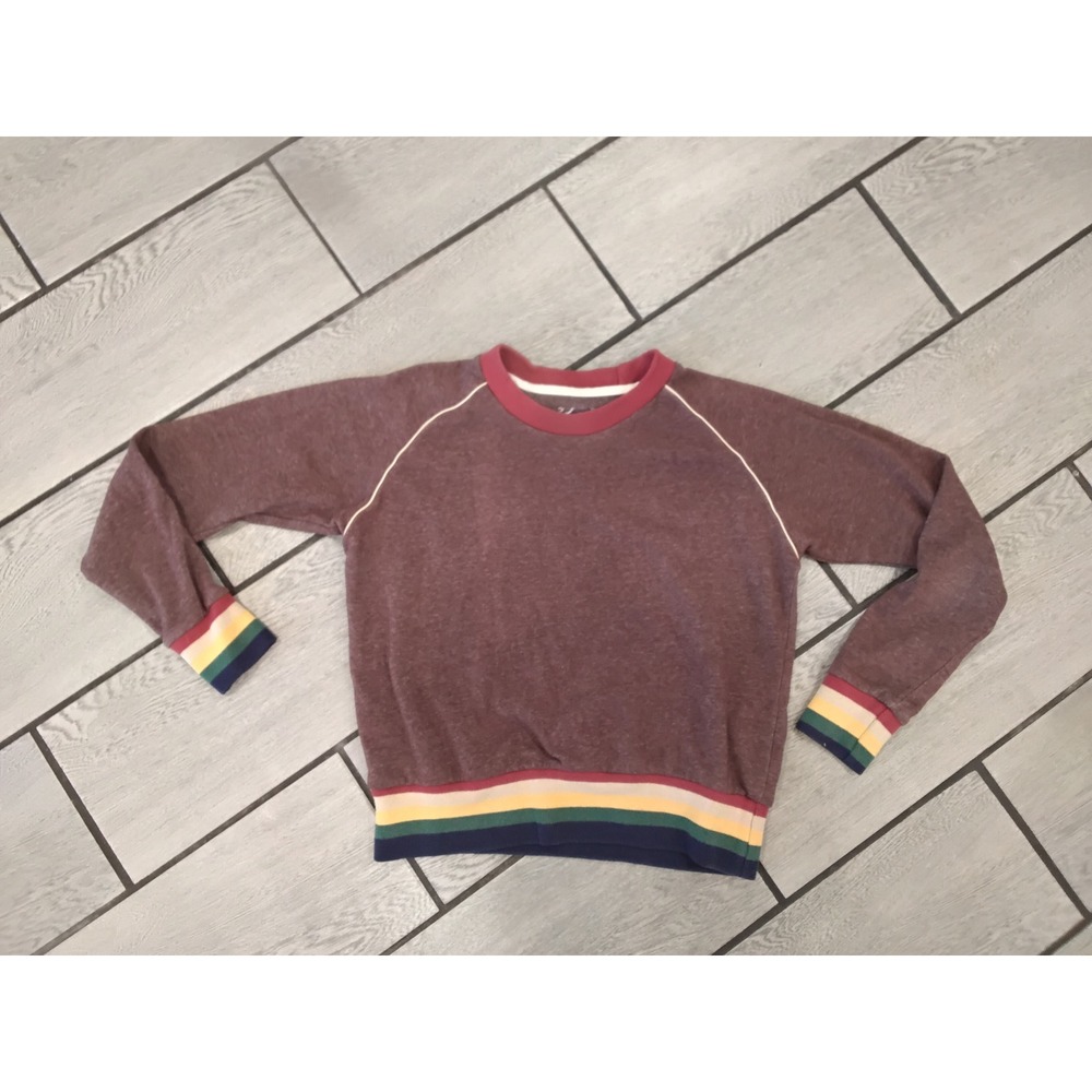 Camp Collection Rainbow Stripe Raglan Sweatshirt Burgundy Retro Pullover S/M